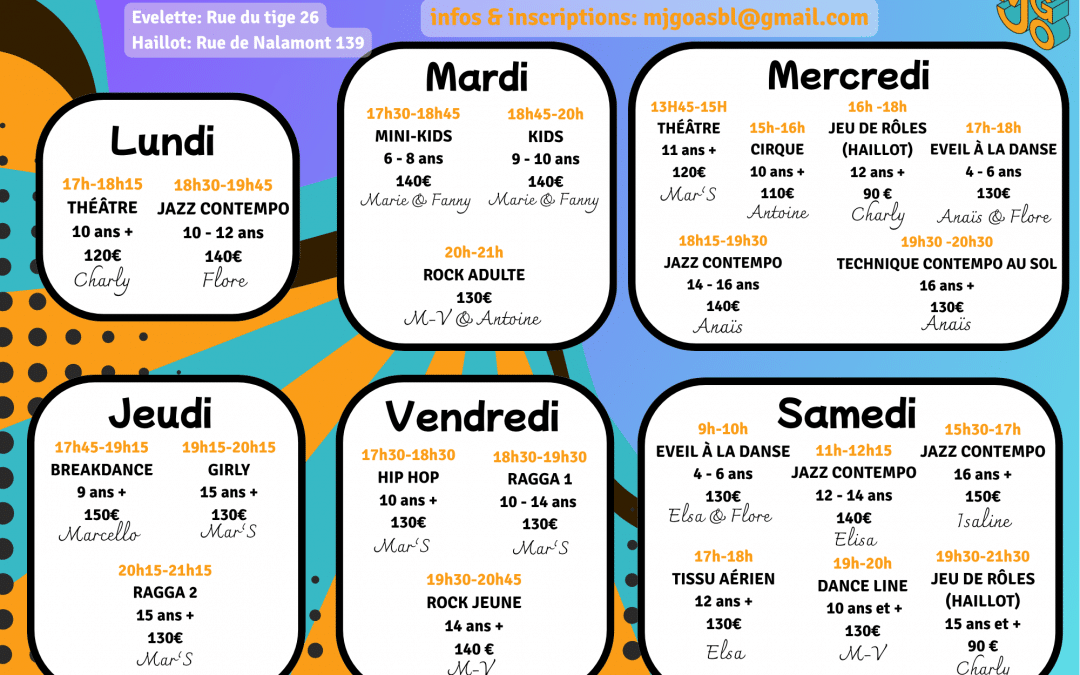 Ateliers de la saison 2026-2027